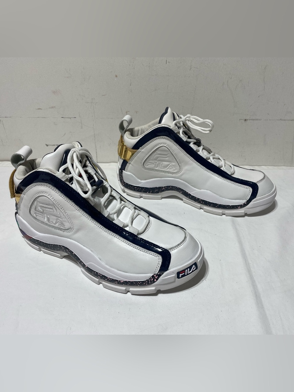 Fila Grant Hill 2 Hall of Fame Shoes Mens 10 White Gold Navy 1BM00581-125 - Picture 4 of 13